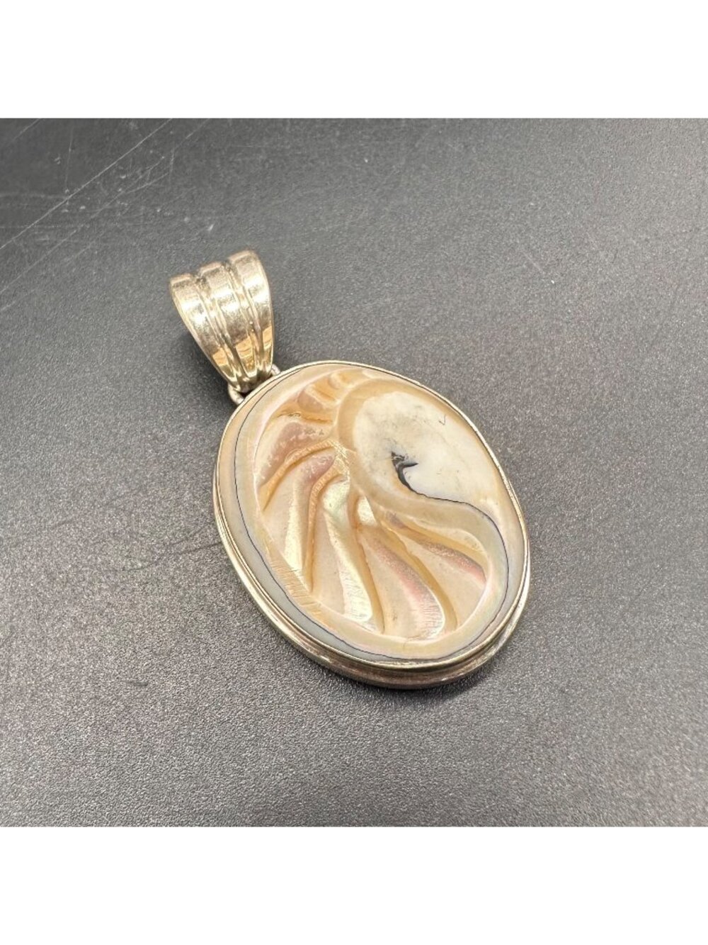 Nautilus Shell Swan Pendant Sterling Silver 925 Beach Oval Unique Jewelry